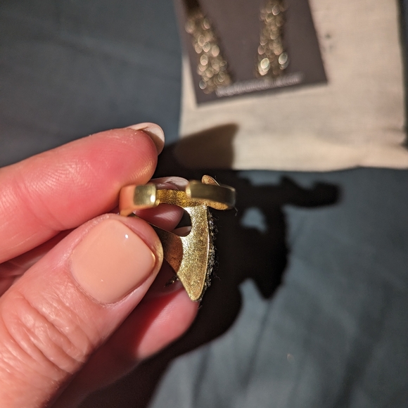 Pyrite + Gold earrings and ring set - Picture 3 of 7